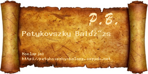 Petykovszky Balázs névjegykártya